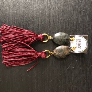 Stone and fringe earrings